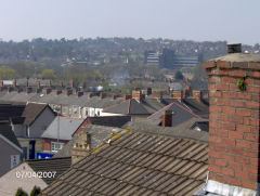 
Bath Street, Newport, over the rooftops is 71000 Duke of Gloucester, April 2007